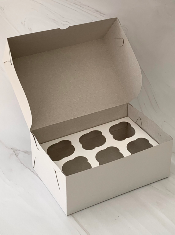 Упаковка под 6 капкейков без окна, белая — изображение 2